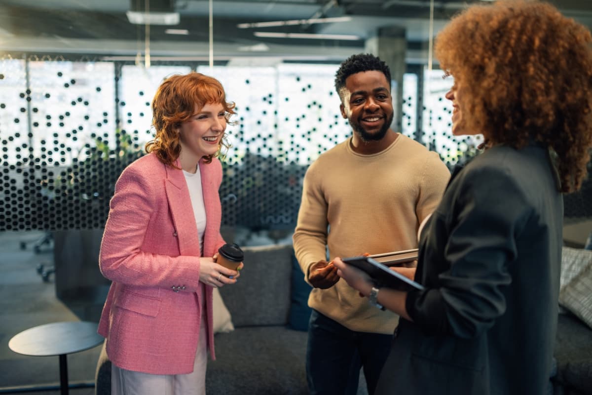 Team collaborating on cybersecurity awareness